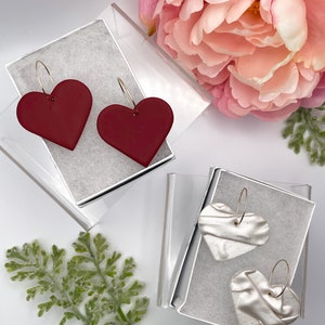 XL Heart Hoops | Valentines Day Collection | Polymer Clay Earrings | Dangle Earrings | Accessories | Statement Earrings