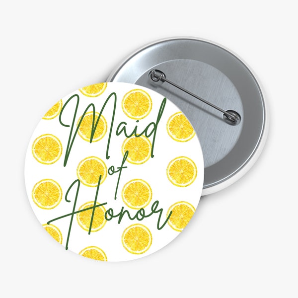 Main Squeeze Bridal, Lemon Themed Bridal Shower Pin, Bachelorette Party, Bridesmaid Gift Box, Maid of Honor Pin, Wedding  (Lemon Full)