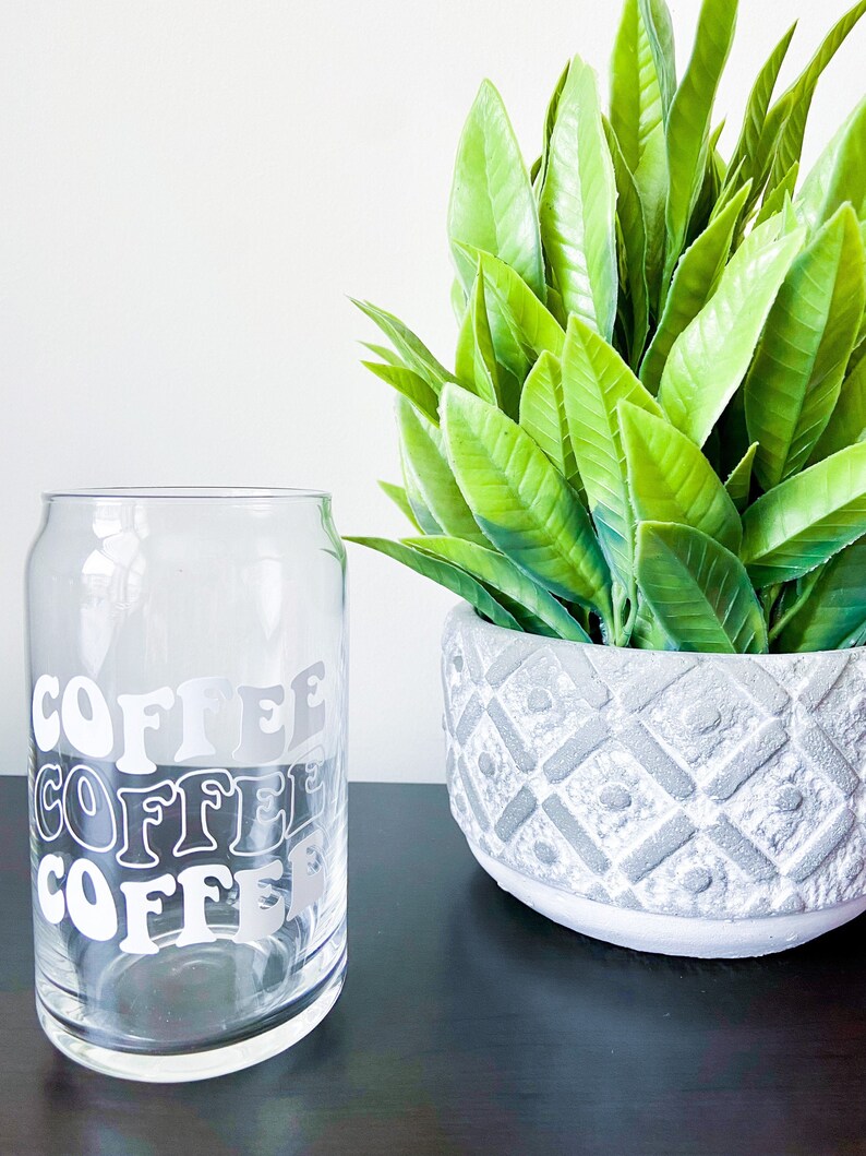 Retro COFFEE Beer Can Glass Iced Coffee Glass Etsy