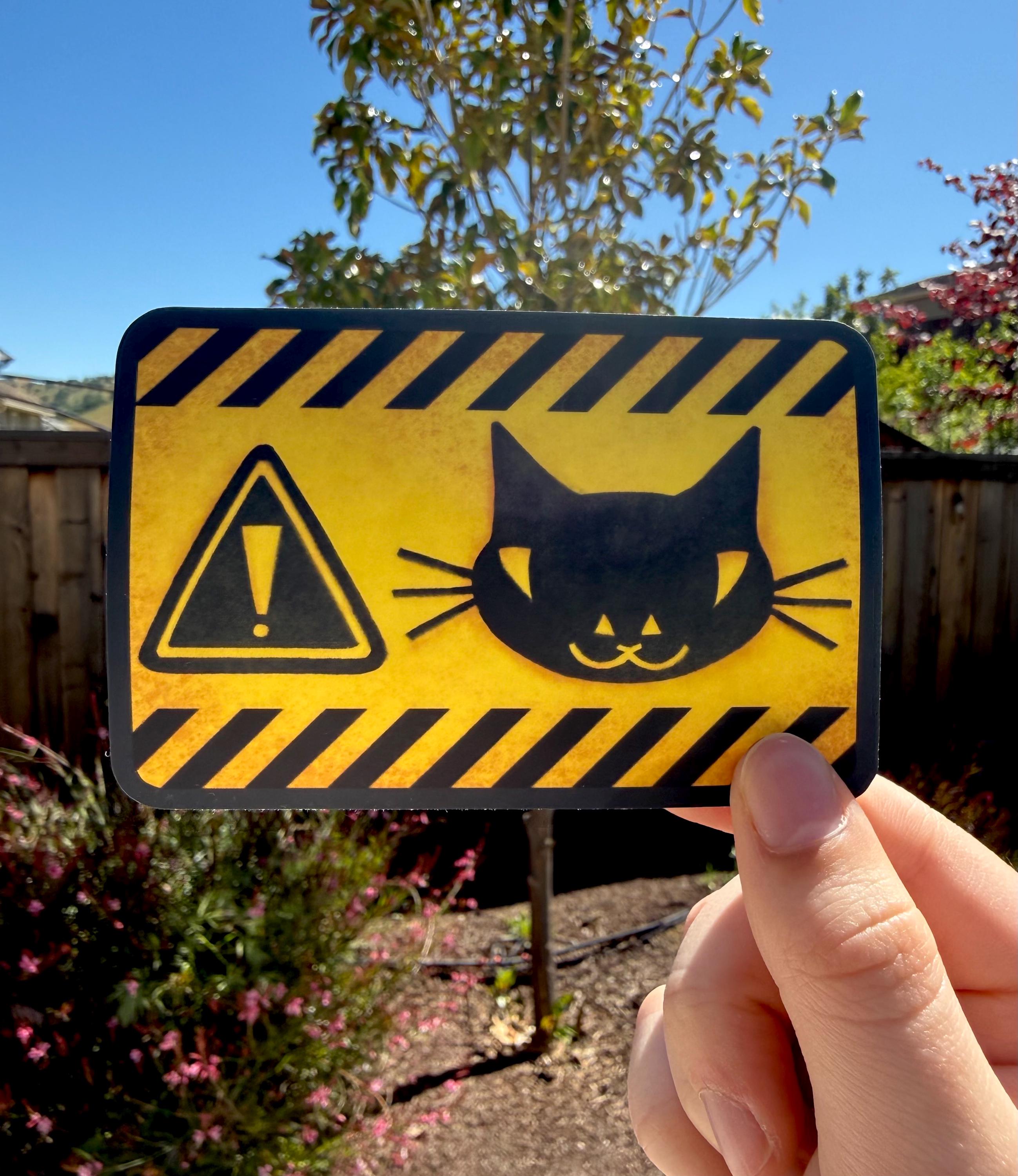 Caution: Cat! Sign Vinyl Sticker - Etsy
