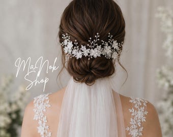 Tiara de boda, diadema nupcial plateada, tiara flexible, preciosos accesorios para el cabello, accesorios de novia, tiara plateada
