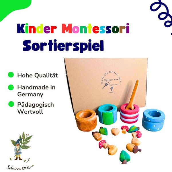 Montessori Sortierspiel für Babys und Kinder - Montessori Spielzeug ab 1 Jahr - Baby Motorik Holzspiel Lernspiel Kinder - Formen und Farben