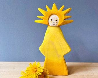 Frau Sonne Holzfigur |  Holzspielzeug für Kinder | Frühlinsdeko aus Holz