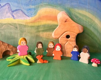 Wooden figures root children | Wooden dolls | Seasonal table