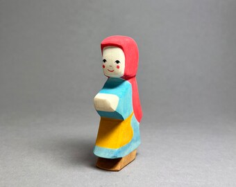 Little Red Riding Hood wooden figure | Fairytale figure made of wood | Wooden toys for children | Montessori games