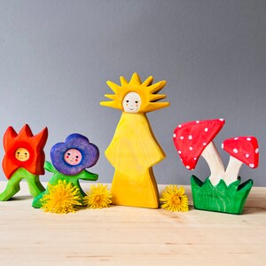 Woman Sun Wooden Figure Wooden toys for children Spring decoration made of wood image 4