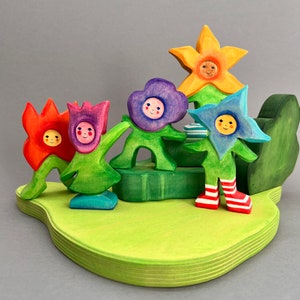Wooden flower children | Waldorf wooden figures | Wooden flowers | Wooden toy Waldorf