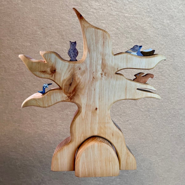 Large bird tree wooden toy tree handmade toy