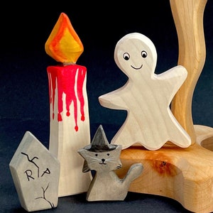 Wooden figure little ghost made of maple wood | Halloween wooden figure | scary figure