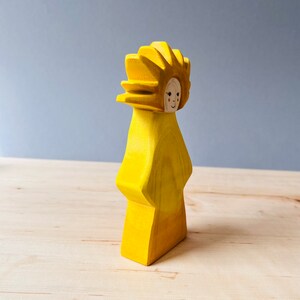 Woman Sun Wooden Figure Wooden toys for children Spring decoration made of wood image 3