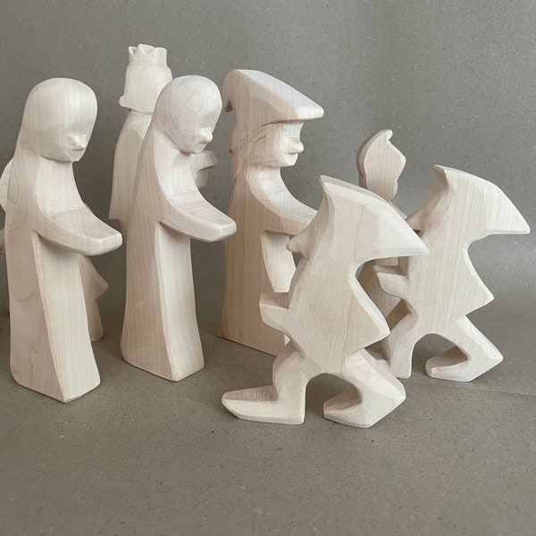 Figurines en bois à peindre soi-même Ébauches de bricolage Jouets en bois pour enfants Jouets éducatifs Jouets Montessori Cadeau de décoration de chambre d'enfant
