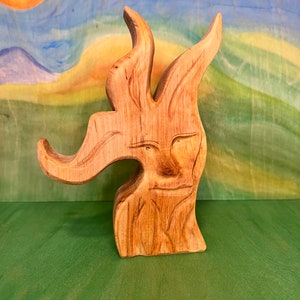Wooden figure tree with face for children and home decoration for wood fans carved figures