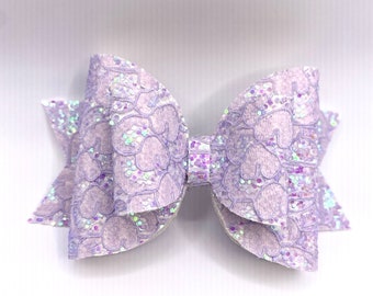 Lilac Lace Glitter Mix Bow Straw Topper