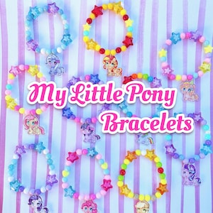 My Little Pony-themed charm bracelets | MLP, ponies, show, twilight, applejack, pinkie pie, rainbow dash, fluttershy, rarity, cute bracelet