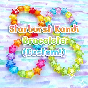 Starburst kandi-armband (CUSTOM) | stjärnor, regnbåge, kandi-armband, starburst, gelé, godis, grovt armband, pärlor, armband, sött