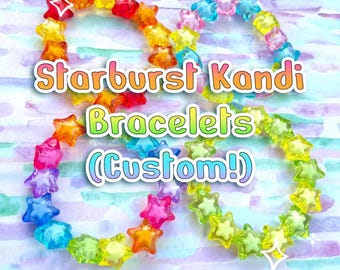 Braccialetti kandi Starburst (PERSONALIZZATI) / stelle, arcobaleno, braccialetto kandi, starburst, gelatina, caramelle, braccialetto spesso, perline, braccialetto, carino
