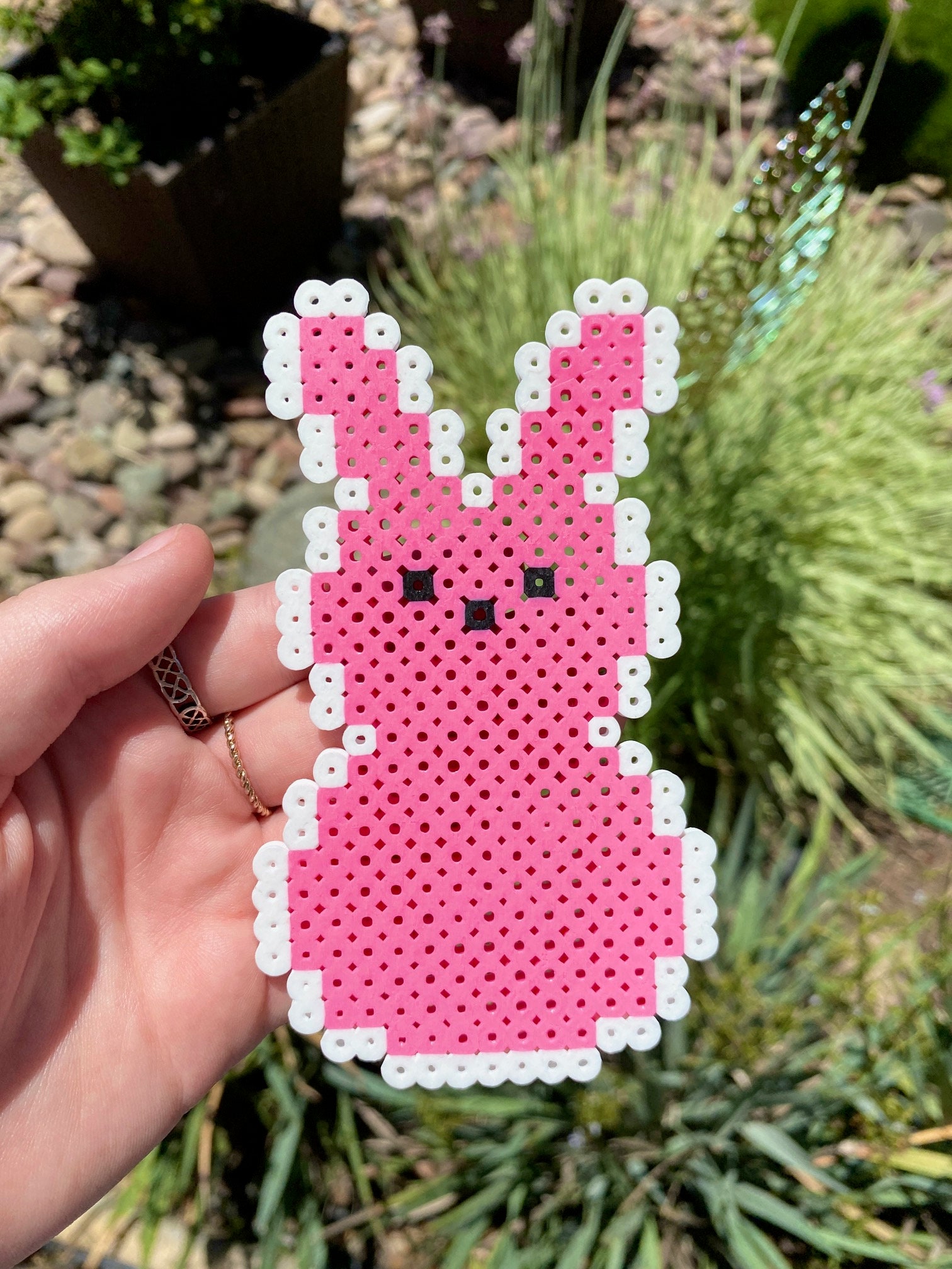 Pink Peep Marshmallow Perler Bead Sprite Peep, Marshmallow, Pink, Food, Bird, Funny, Perler Bead