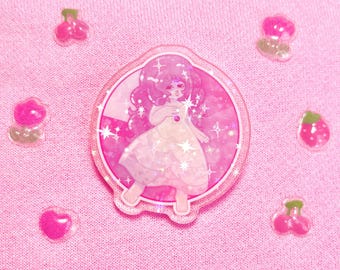 Rose Quartz holographic acrylic pin | Steven Universe, pins, pearl, roses, crystal gems, pink diamond, acrylic, cute, sparkle, stars, pink