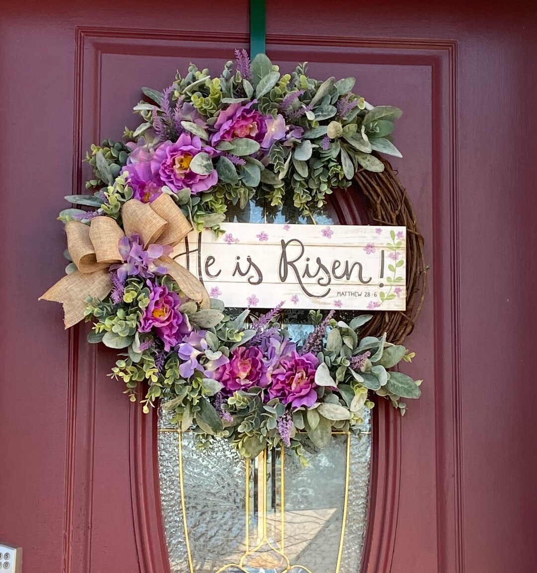 Easter Wreath for Front Door Easter Wreath He is Risen