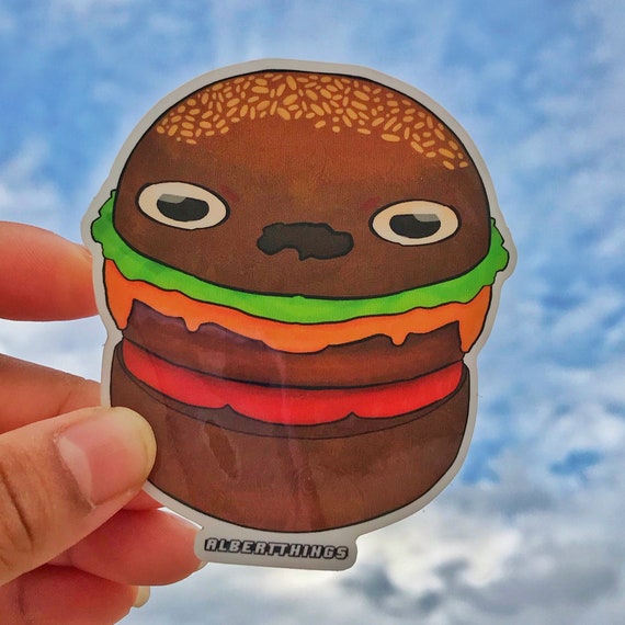 Kawaii Food Sticker Happy Patty Waterproof Laptop Sticker Funny