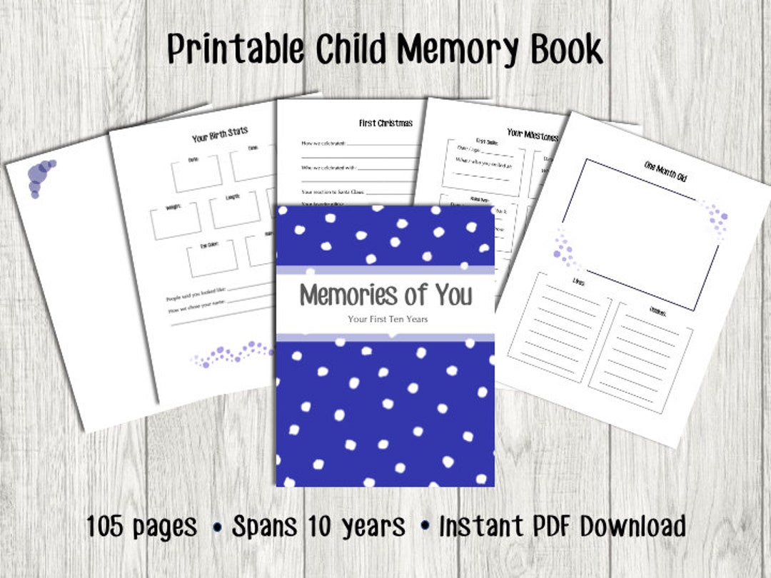Printable Child Memory Book Baby Memory Book Toddler Memory Book Baby