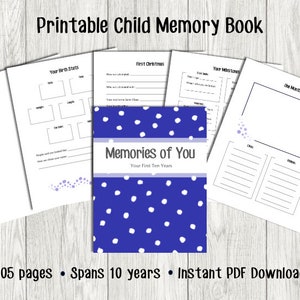 Libro de memorias para niños imprimible / Libro de memorias para bebés / Libro de memorias para niños pequeños / Páginas de libros para bebés / Libro personalizado para bebés / Descarga instantánea en PDF