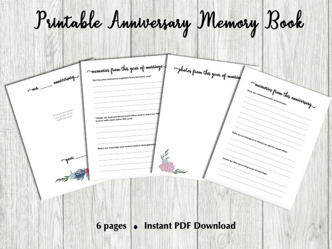 Printable Anniversary Book | Memory Book | Anniversary Memories ...