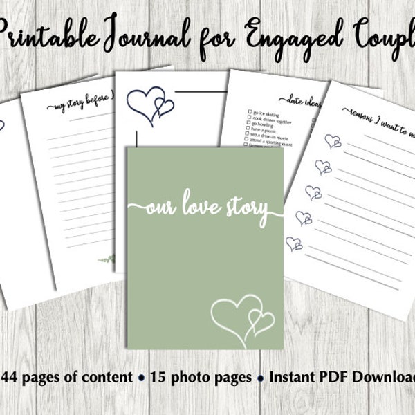 Printable Journal for Engaged Couples | Engagement Memory Book | Our Love Story | Reasons I Want to Marry You | Gift for Fiancé