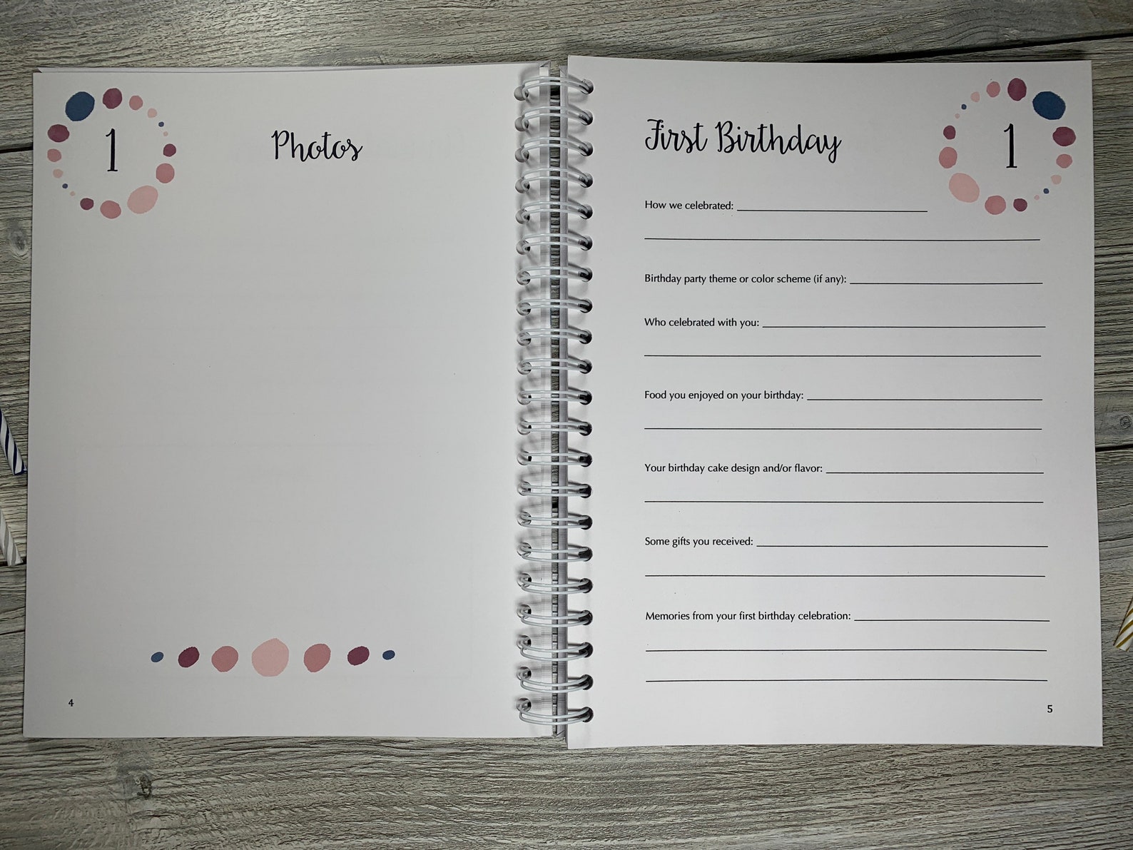 Birthday Memory Book Child Birthday Book Annual Birthday Interview Birthday Photo Album Birthday