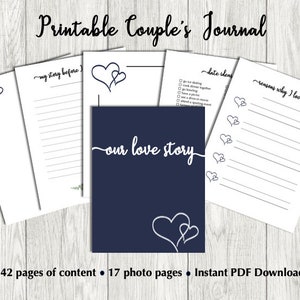 Printable Couple&#39;s Journal | Memory Book for Dating Couples | Our Love Story | Reasons I Love You | Gift for Boyfriend or Girlfriend