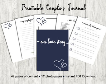 Printable Couple's Journal | Memory Book for Dating Couples | Our Love Story | Reasons I Love You | Gift for Boyfriend or Girlfriend