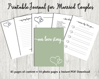 Diario Imprimible para Parejas Casadas / Diario de Matrimonio / Libro de Memorias / Nuestra Historia de Amor / Razones por las que Te Amo / Regalo para Esposo o Esposa