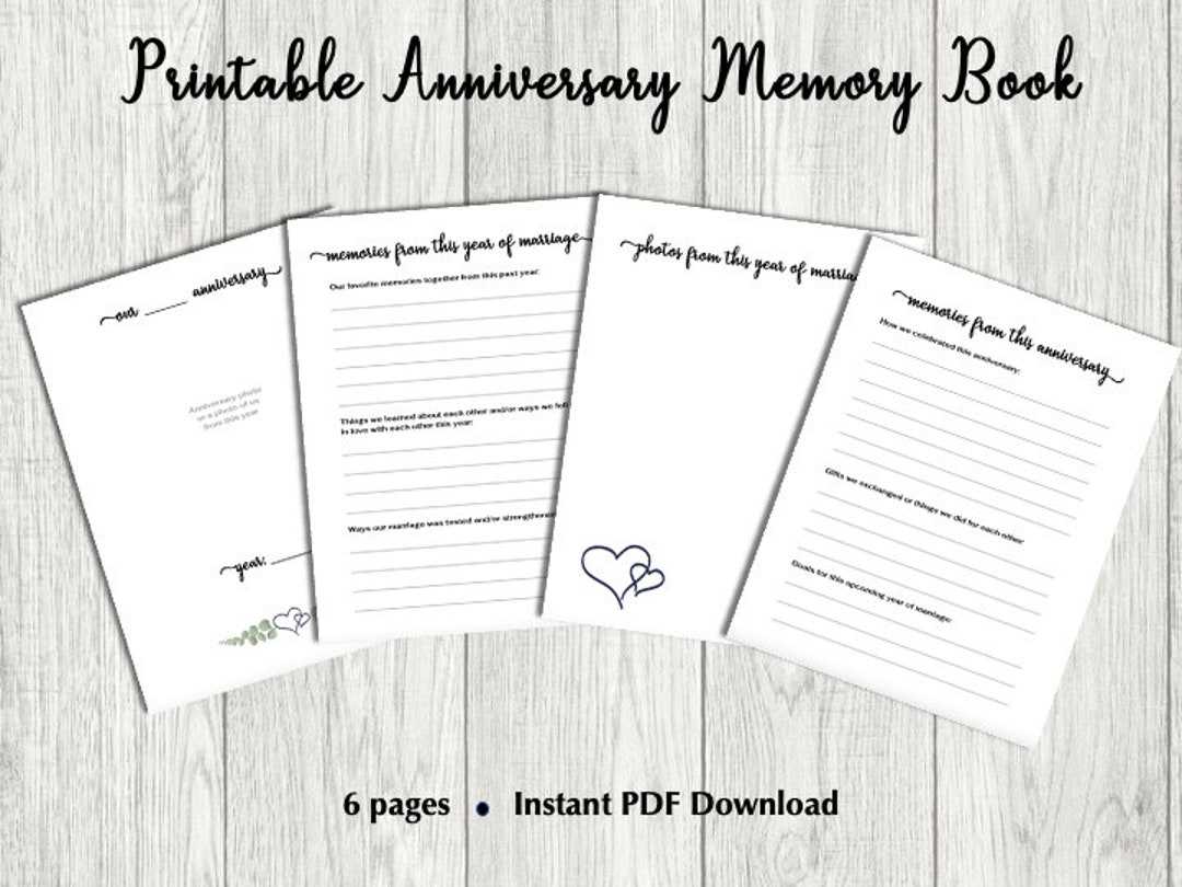 Printable Anniversary Book Memory Book Anniversary Memories Marriage