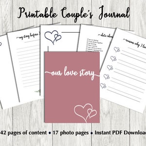Printable Couple&#39;s Journal | Memory Book for Dating Couples | Our Love Story | Reasons I Love You | Gift for Boyfriend or Girlfriend