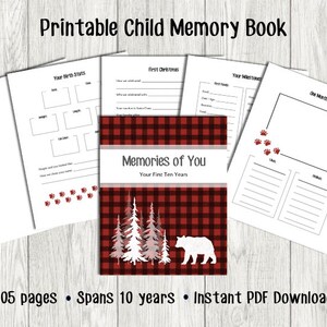 Libro de memorias para niños imprimible / Libro de memorias para bebés / Libro de memorias para niños pequeños / Páginas de libros para bebés / Libro personalizado para bebés / Descarga instantánea en PDF