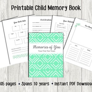 Libro de memorias para niños imprimible / Libro de memorias para bebés / Libro de memorias para niños pequeños / Páginas de libros para bebés / Libro personalizado para bebés / Descarga instantánea en PDF