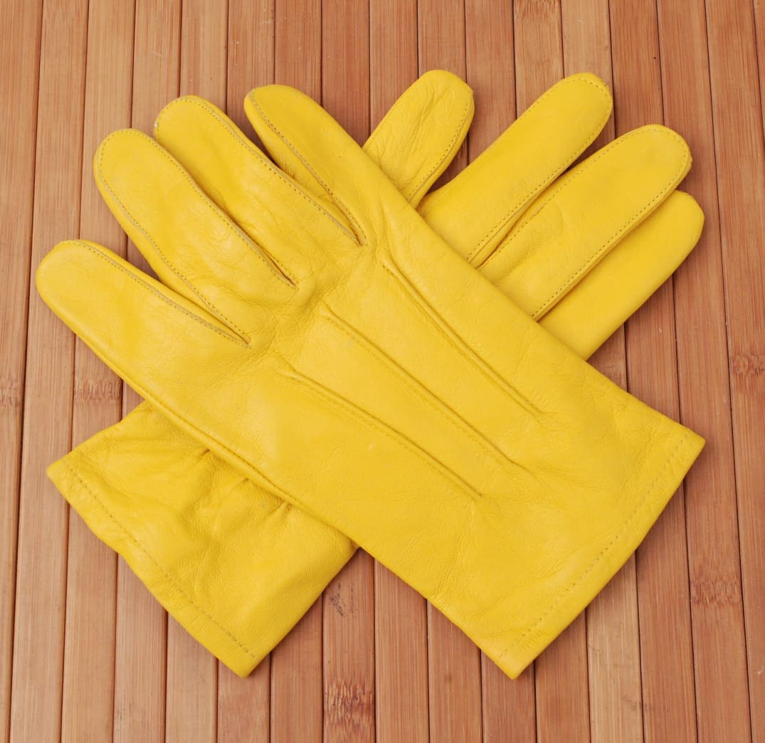 Yellow Men's Genuine Leather Unlined Driving Gloves with Etsy