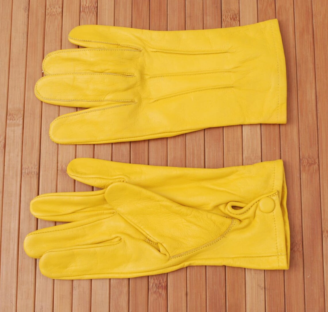 Yellow Men's Genuine Leather Unlined Driving Gloves with Etsy Italia
