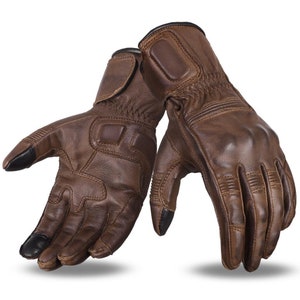 Genuine Leather Motorcycle Gloves, Racing Gloves, Biking Gloves Made With Genuine Sheep Skin Leather & Touch Screen Material (BROWN)