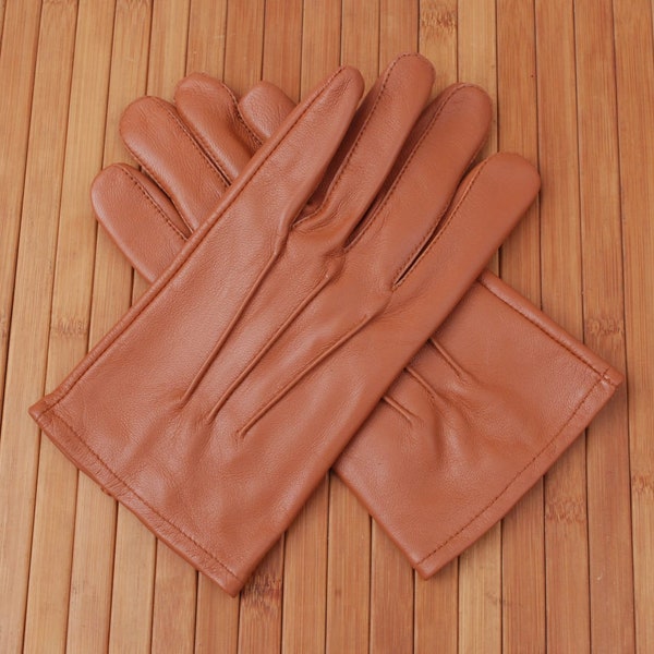 Men's Genuine Leather Unlined Driving Gloves with Snaps Perfect Fit Premium Soft