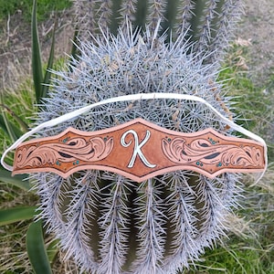 Western Rustic Wedding Custom Tooled Pointed Leather Garter, Hand Crafted