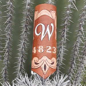 Western Rustic Wedding Custom Tooled Leather Bouquet Wrap Holder, Hand Crafted
