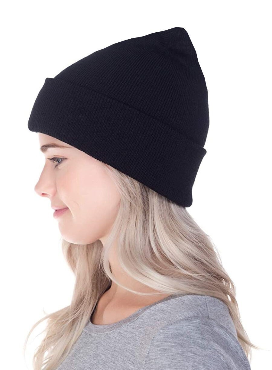 Men Plain Beanie Hat Charcoal Gray 