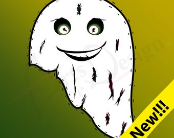 Smiling Ghost SVG, Cute Ghost Character, Happy Ghost SVG, Cute Ghost Clipart, Instant Digital Download