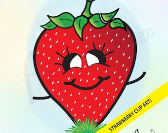Strawberry Clip Art, Strawberry Graphic, Strawberry SVG, Digital Strawberry, Cute Strawberry, Instant Download.