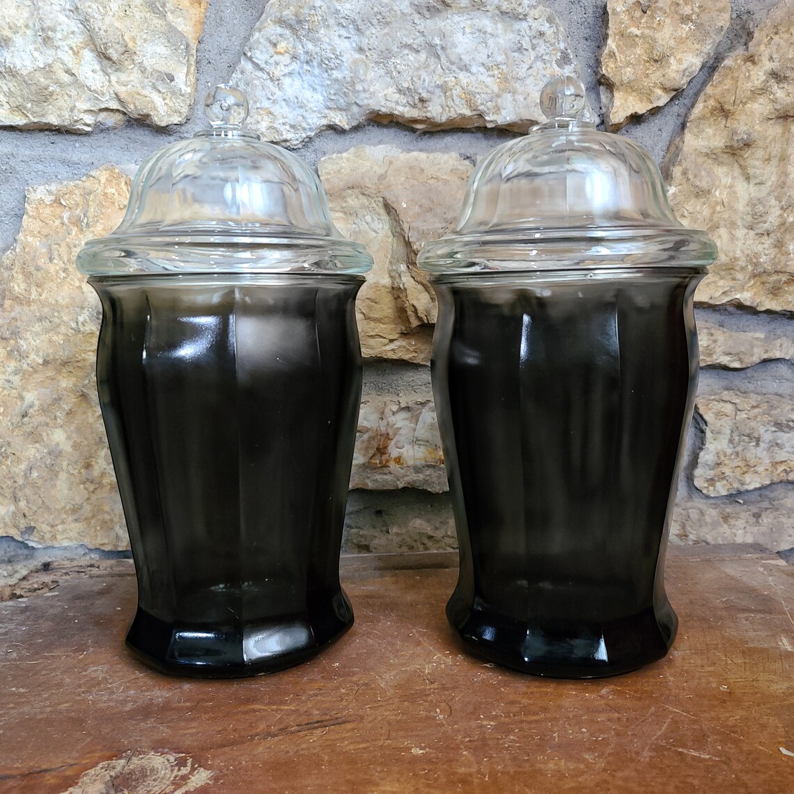 vintage apothecary jars with lids