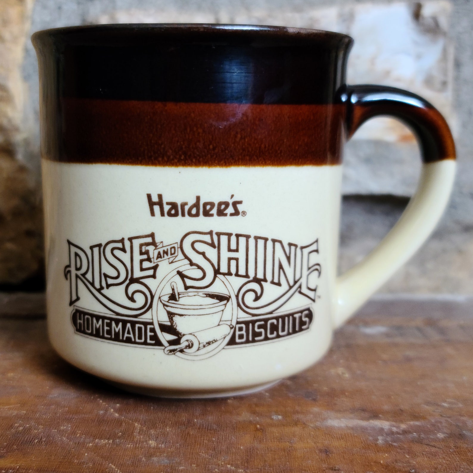Vintage Brown Coffee Mug Hardee's Rise & Shine Coffee Etsy