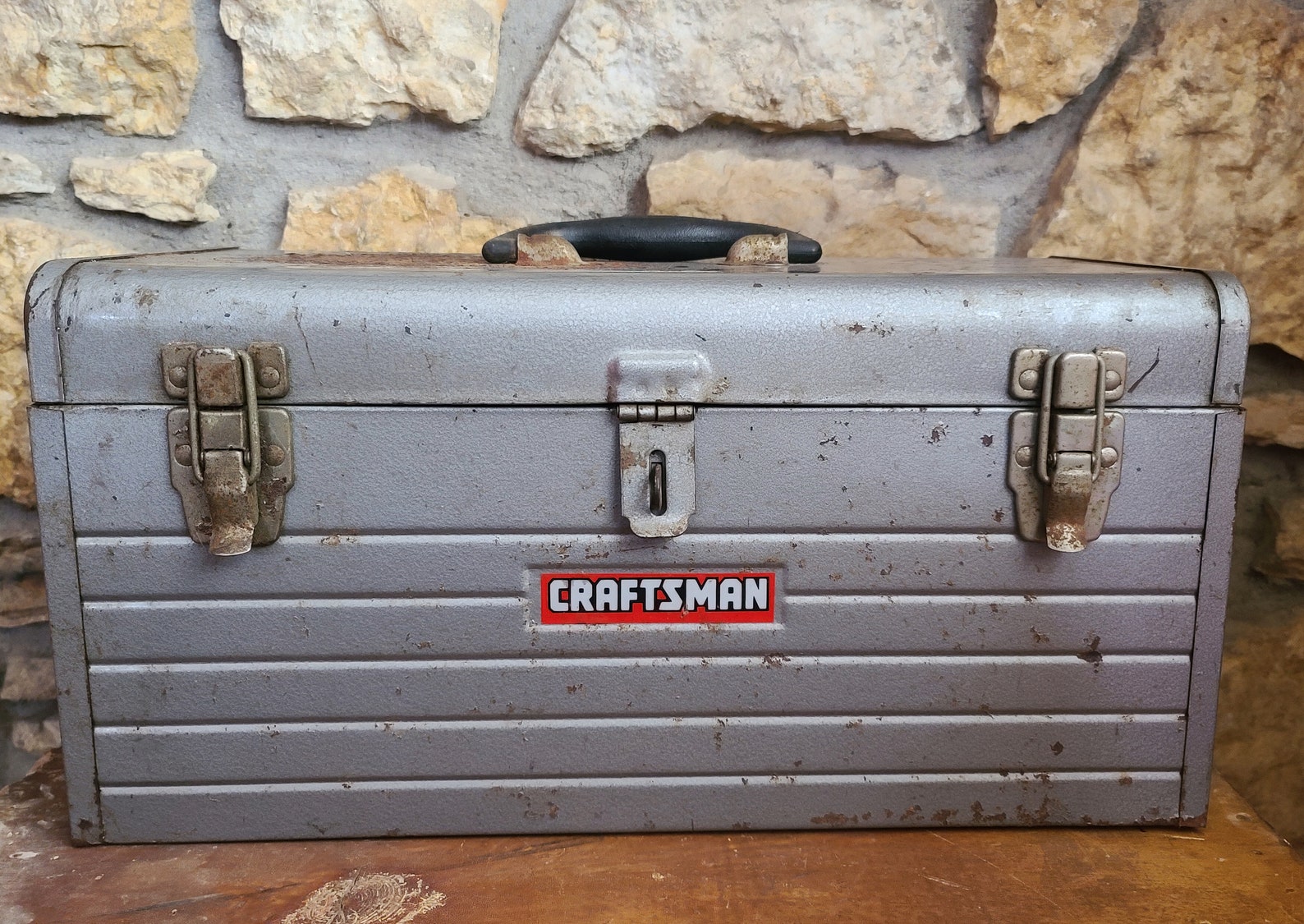 Vintage Silver Metal Toolbox Gray Craftsman Toolbox Craft Etsy