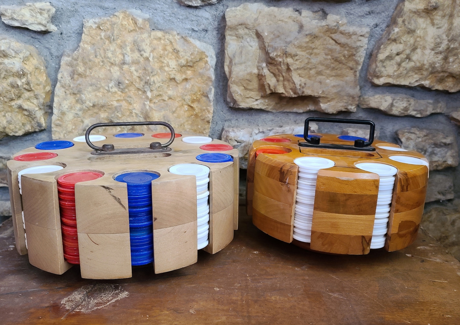 Vintage Wooden Poker Chip Carousel Chip Storage Unit Vintage Etsy