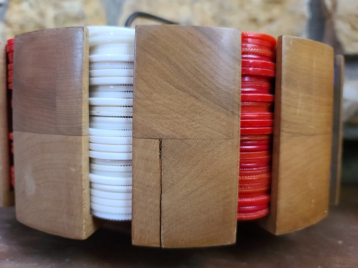 Vintage Wooden Poker Chip Carousel Chip Storage Unit Vintage Etsy